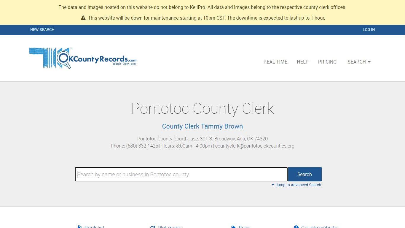 Pontotoc County - County Clerk Public Land Records for ...